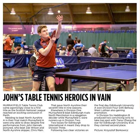 newspapers about table tennis